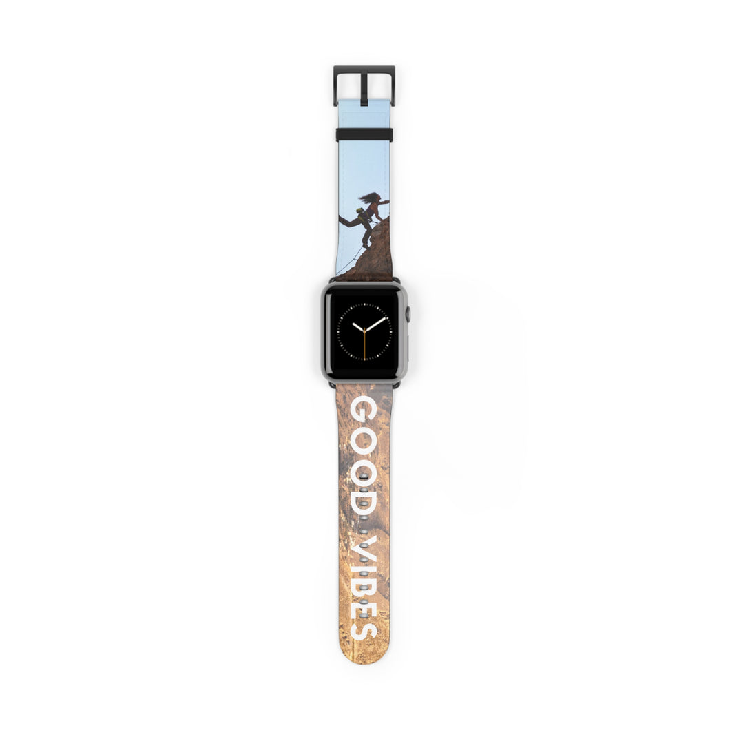 Good Vibes Rock Climbing Watch Band 42 - 45 mm / Black Matte Printify Accessories - Tracy McCrackin Photography