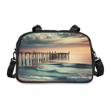 Load image into Gallery viewer, Fitness Handbag - Ocean Waves Sunset Beach Pier 12.4&quot; x 13.3&quot; / Black Printify Bags - Tracy McCrackin Photography