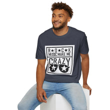 Load image into Gallery viewer, Rock Music Made Me Crazy Unisex Softstyle T-Shirt XS / Heather Navy Printify T-Shirt - Tracy McCrackin Photography