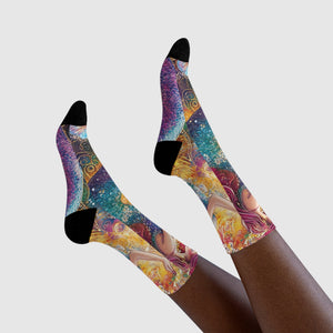 Rainbow Mermaid Dreams: Vibrant Fantasy Socks Printify All Over Prints - Tracy McCrackin Photography