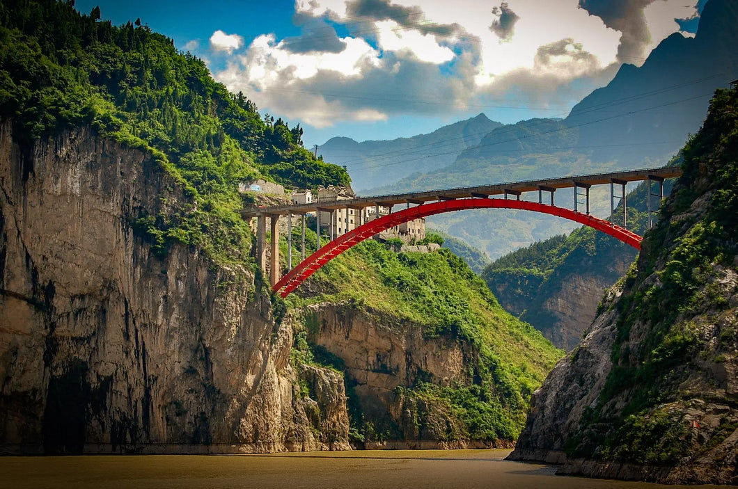 Timeless Elegance: The Red Bridge of the Yangtze Giclee / Colored / 8 x 10 Tracy McCrackin Photography Wall art - Tracy McCrackin Photography