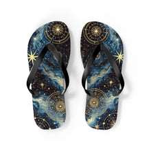 Load image into Gallery viewer, Constellation Dreams: Celestial Comfort Flip-Flops M / Black sole Printify Shoes - Tracy McCrackin Photography