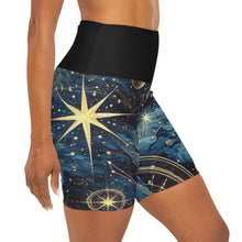 Load image into Gallery viewer, Spaced Out: High-Waisted Constellation Yoga Shorts (AOP) Printify All Over Prints - Tracy McCrackin Photography