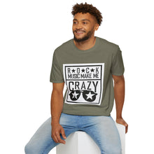 Load image into Gallery viewer, Rock Music Made Me Crazy Unisex Softstyle T-Shirt S / Heather Military Green Printify T-Shirt - Tracy McCrackin Photography