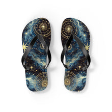 Load image into Gallery viewer, Constellation Dreams: Celestial Comfort Flip-Flops S / Black sole Printify Shoes - Tracy McCrackin Photography