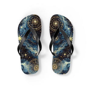 Constellation Dreams: Celestial Comfort Flip-Flops S / Black sole Printify Shoes - Tracy McCrackin Photography