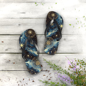 Constellation Dreams: Celestial Comfort Flip-Flops Printify Shoes - Tracy McCrackin Photography