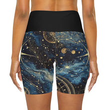 Load image into Gallery viewer, Spaced Out: High-Waisted Constellation Yoga Shorts (AOP) Printify All Over Prints - Tracy McCrackin Photography