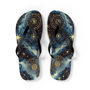 Constellation Dreams: Celestial Comfort Flip-Flops L / Black sole Printify Shoes - Tracy McCrackin Photography