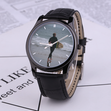 Load image into Gallery viewer, Surf’s Up - Waterproof Quartz Watch With Black Leather Band Watch 31mm Printy6 Lifestyle - Tracy McCrackin Photography