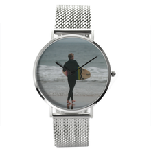 Load image into Gallery viewer, Surf’s Up - Waterproof Quartz Stainless Steel Band Watch Silver Printy6 Lifestyle - Tracy McCrackin Photography