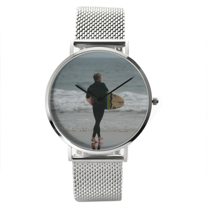 Surf’s Up - Waterproof Quartz Stainless Steel Band Watch Silver Printy6 Lifestyle - Tracy McCrackin Photography