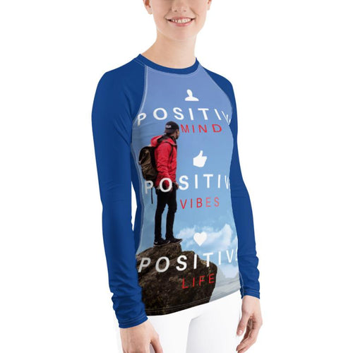 Positive Vibe Women's Rash Guard (Blue) Tracy McCrackin Photography Clothing - Tracy McCrackin Photography