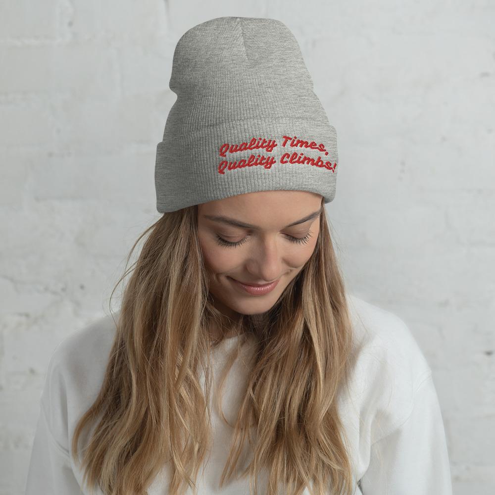 Quality Times, Quality Climbs Cuffed Beanie Giclee / White Tracy McCrackin Photography - Tracy McCrackin Photography