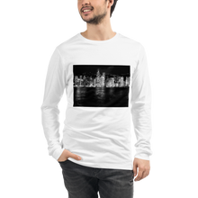 Load image into Gallery viewer, Hong Kong City Skyline Long Sleeve Tee Giclee / White / XS Printful Clothing - Tracy McCrackin Photography