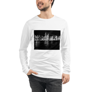 Hong Kong City Skyline Long Sleeve Tee Giclee / White / XS Printful Clothing - Tracy McCrackin Photography