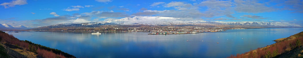 Arctic Harbor Panorama: Iceland's Massive Seascape and Snow-Capped Volcanoes Gallery Wrap / Colored / 10 x 20 Tracy McCrackin Photography Wall art - Tracy McCrackin Photography