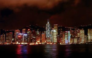 Crimson Skyline: China's Iconic Ruby Harbor at Night Tracy McCrackin Photography Wall art - Tracy McCrackin Photography