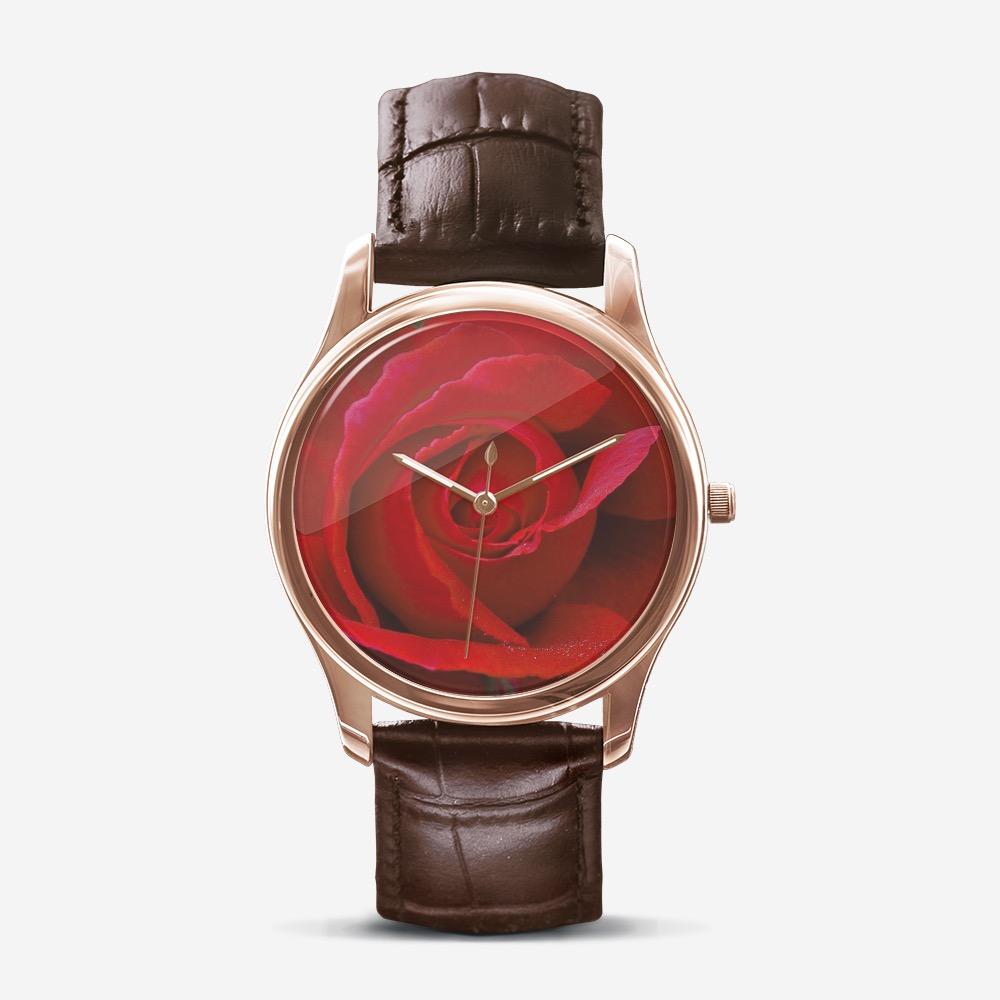 Red Rose Quartz Watch (Brown) Printy6 Watch - Tracy McCrackin Photography