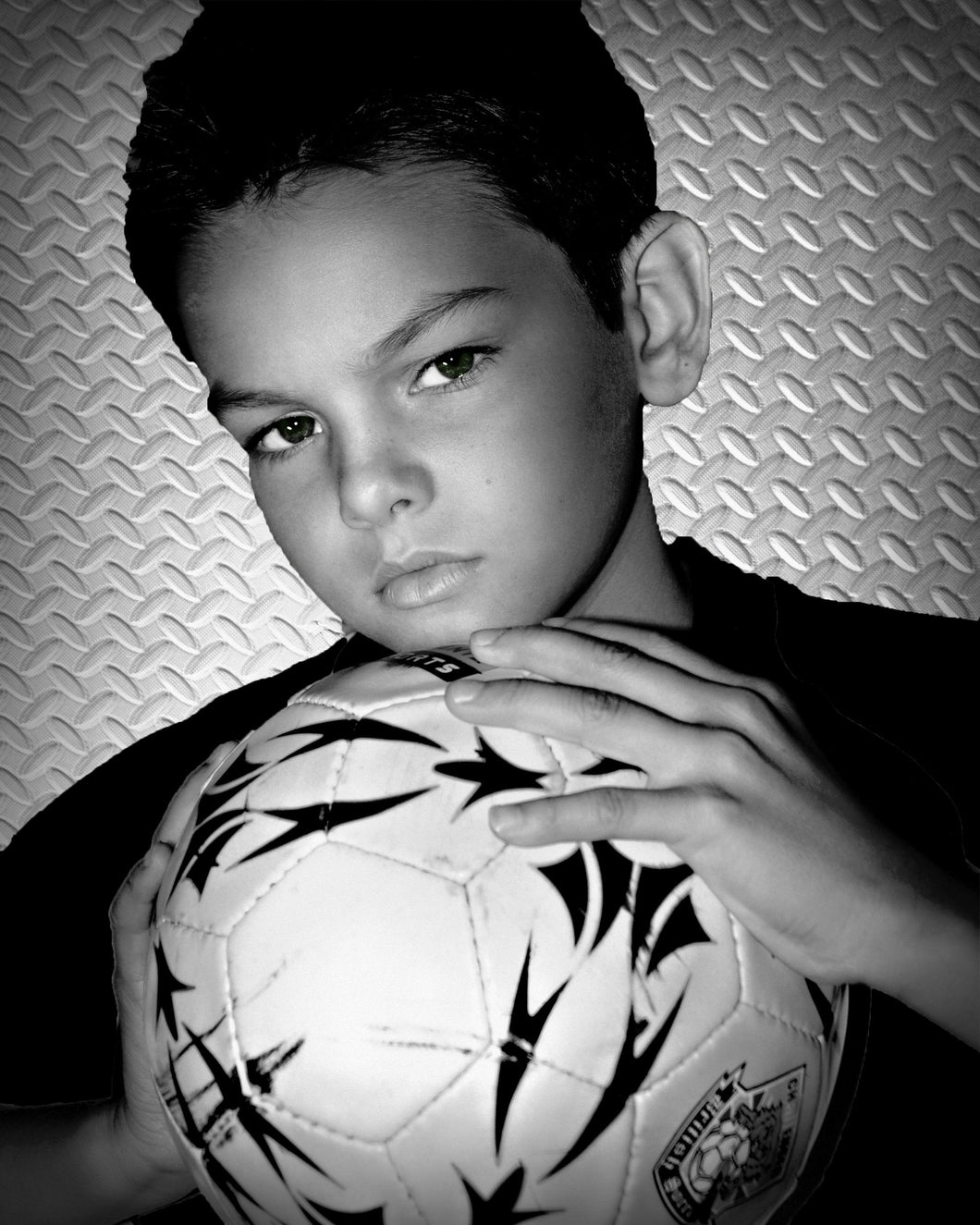 soccer-boy-in-black-and-white Giclee / B&W / 5 x 7 Tracy McCrackin Photography Gicl‚e - Tracy McCrackin Photography