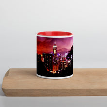 Load image into Gallery viewer, Hong Kong Nightscape Mug with Color Inside Giclee / Red Tracy McCrackin Photography - Tracy McCrackin Photography