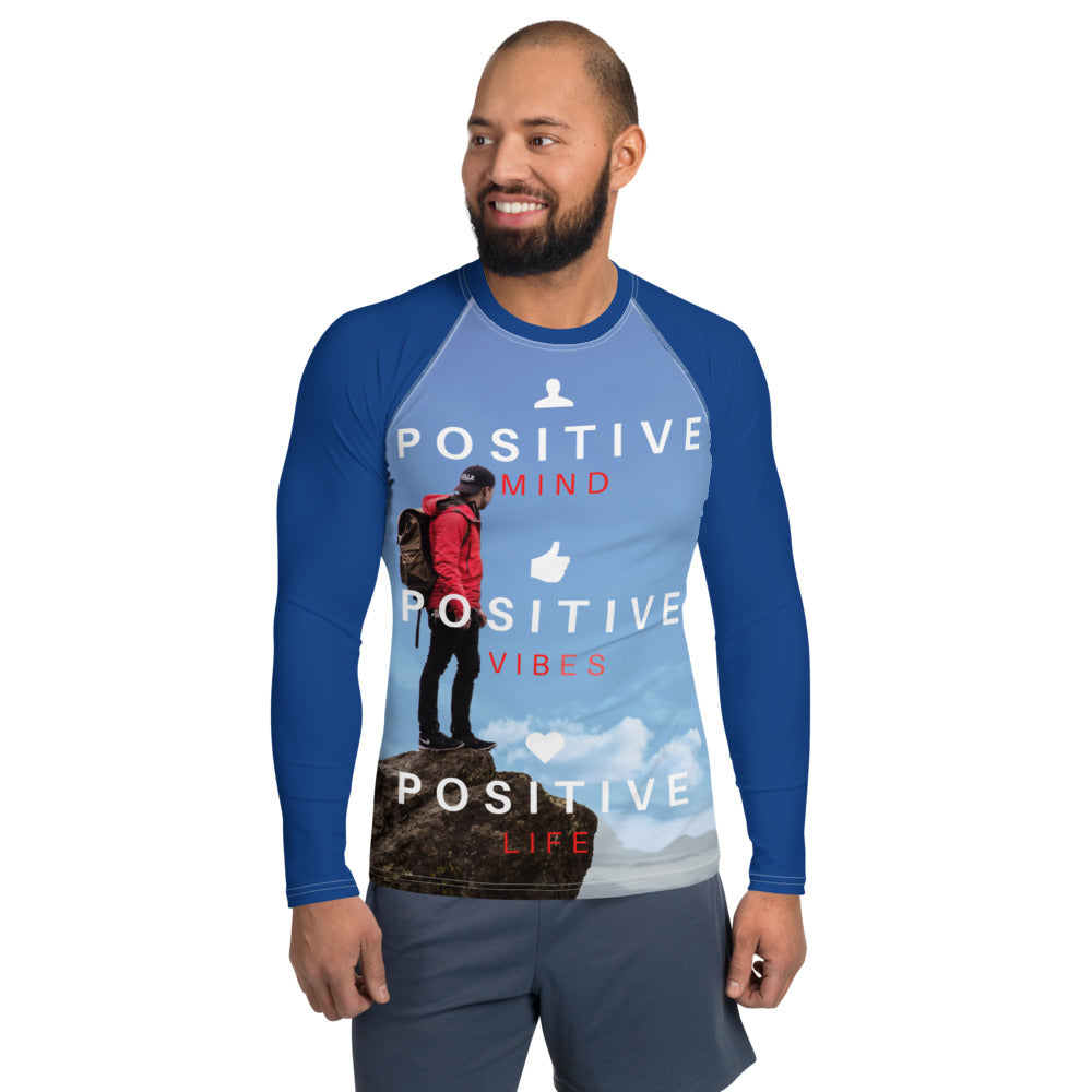 Positive Vibes Men's Rash Guard (Blue) XS Tracy McCrackin Photography Clothing - Tracy McCrackin Photography